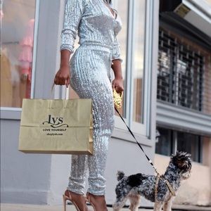 Sequin Jumpsuit Silver, size Large